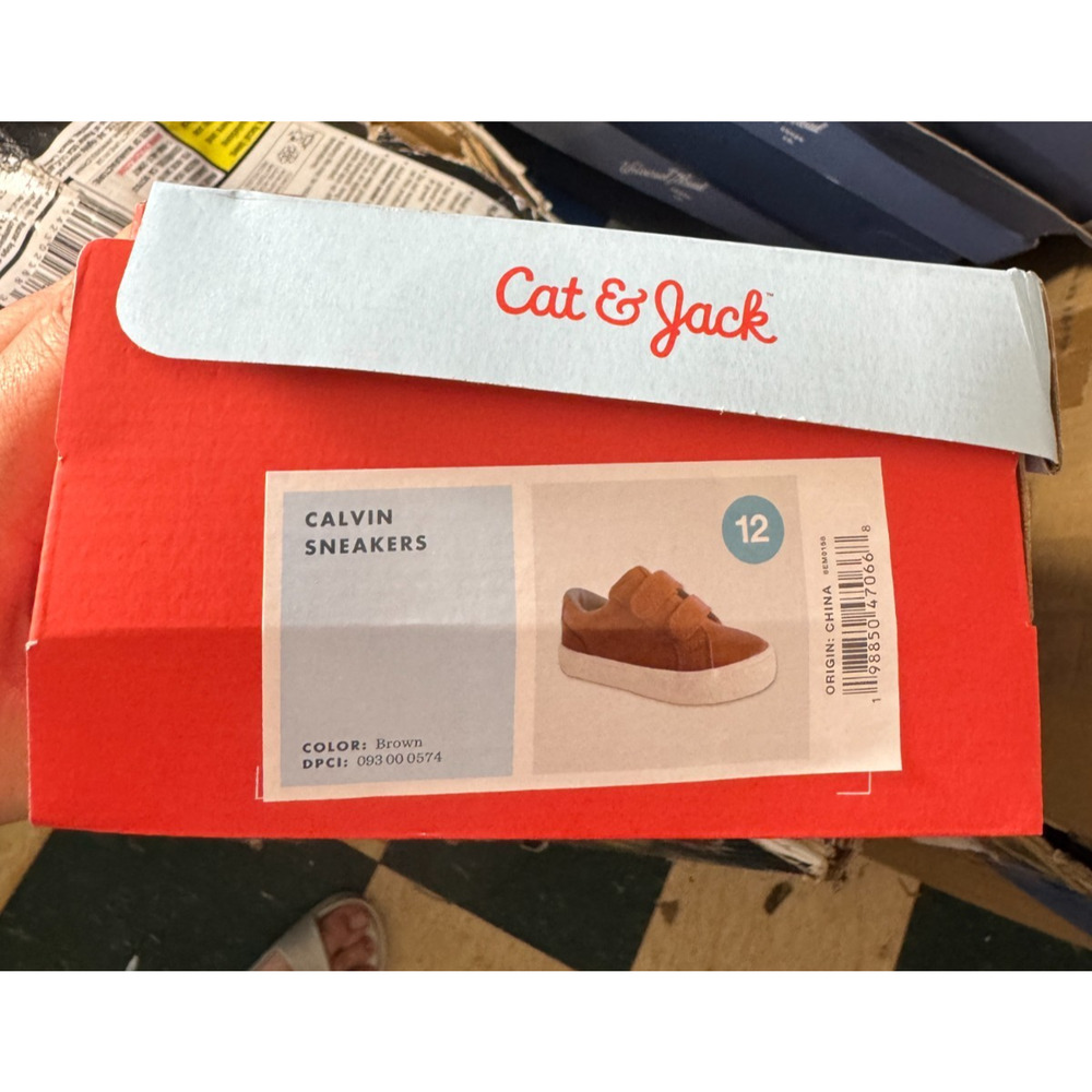 Cat & Jack Toddler Calvin Sneakers Cognac 12 Hook & Loop Closure Flocked Outsole - Picture 5 of 5